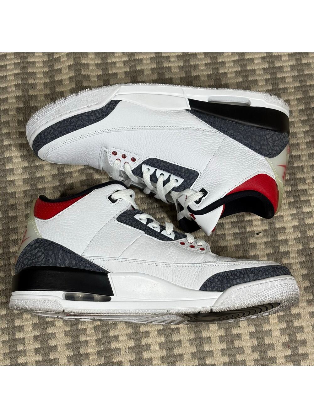 Nike Air Jordan 3 Retro Denim Fire Red CZ6431-100 White Black Size 12